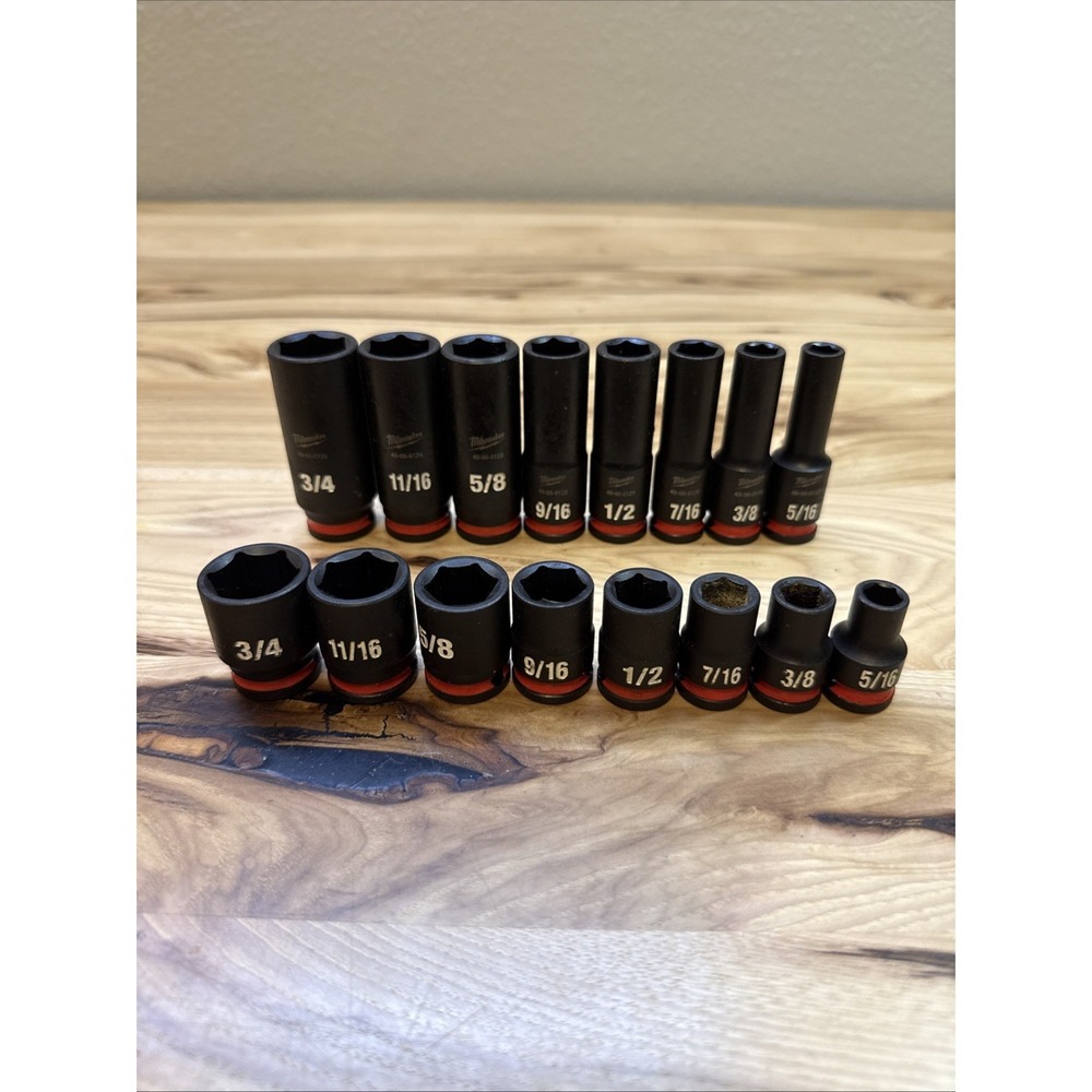 Milwaukee 16pc Shockwave Impact Duty Socket SAE 6 Point Set 3/8 Deep And Shallow